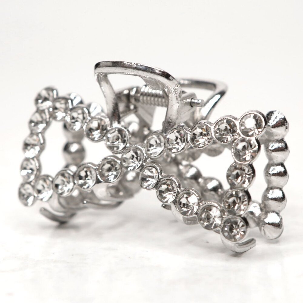 Butterfly Rhinestone Hair Clip Glitter Posh Silver Wedding Bridal Party Prom